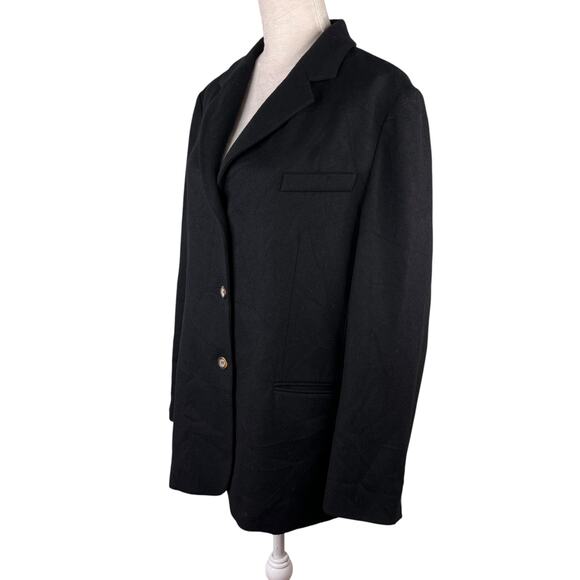 LL Bean Coat Blazer Wool Cashmere Blend 18W Black Pockets - Picture 11 of 16